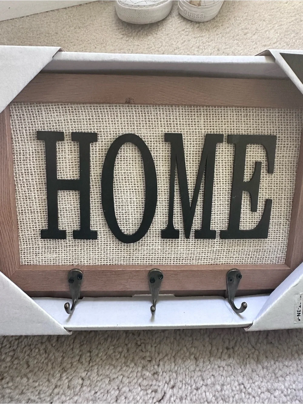 HOME Wall Key Holder with Wood Frame